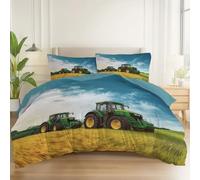 Copripiumini 220 x 240 cm Facile da Pulire, Blu Doppia Faccia Reversibile Copripiumino Durevole, Fotografia Campo Camion Copripiumini con Chiusura a Cerniera Traspirante
