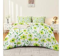 Copripiumini Fiori gialli-verdi infantili freschi Cotone con Stampe Moderne 150 x 220 Microfibra Parure Copripiumino 4 Federe con Stampa Verde Senape Giallo