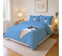 Copripiumini Lenzuola Leggero Tessuto in poliestere resistente con federe Per l'arredamento della camera degli adolescenti Blu Illustrazione Gelato Orca Assassina Semplice,230x220cm(86" x 90")