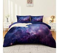Copripiumini Nebulosa del cielo stellato dei sogni Cotone con Stampe Moderne 200 x 200 Microfibra Parure Copripiumino 6 Federe con Stampa Grigio scuro viola