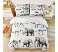 Copripiumini Scheletri di dinosauri scienza Cotone con Stampe Moderne 135 x 200 Microfibra Parure Copripiumino 7 Federe con Stampa Grigio scuro