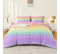 Copripiumini Stelle arcobaleno da sogno Cotone con Stampe Moderne 200 x 200 Microfibra Parure Copripiumino 6 Federe con Stampa Rosa Verde
