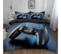 Copripiumino 135 x 200 cm 100% microfibra, biancheria da letto motivo Minimale Hd Controller Di Gioco tema copripiumino, Nero, Adatto ad adulti e bambini