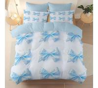 Copripiumino 135 x 200 cm, Carino Fiocco Simmetria stampato, Set di biancheria da letto Microfibra Morbido e Resistente Alle Rughe, 1 copripiumini Chiusura con cerniera + 1 Federa, Azzurro chiaro