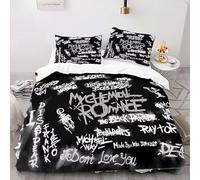 Copripiumino 140 x 200 cm, set di biancheria da letto con 1 federa da 50 x 75 cm, motivo graffiti con lettere dell'alfabeto bianco 3D, A-02