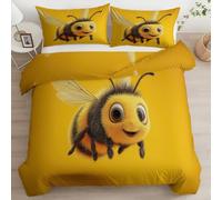 copripiumino 150 x 220 cm biancheria da letto reversibile - 3 pezzi in morbida microfibra, con federe 50 x 80 cm dei bambini e dei ragazzi, Cartone Animato Ape Sorriso Film Animale con chiusura lampo