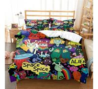 Copripiumino 155X220 Prevenire L'Allergia Graffiti Copripiumino Bambina Morbido E Confortevole Federa Con Due 50X75Cm Stampa 3D Modello Copripiumino Letto Singolo Bambina Con Cerniera Fibra Superfine