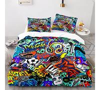 Copripiumino 155X220 Prevenire L'Allergia Graffiti Copripiumino Bambina Morbido E Confortevole Federa Con Due 50X75Cm Stampa 3D Modello Copripiumino Singolo 155X220 Con Cerniera Fibra Superfine