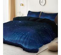 Copripiumino 200 x 200 cm + 2 federe 50 x 80 cm, stile Cielo Notturno Da Sogno Montagne, qualità alberghiera biancheria da letto ipoallergenica ultra morbida in microfibra, Nero