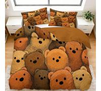 Copripiumino 200 x 200 cm Animali Orso di Peluche Biancheria da Letto Microfibra con Cerniera Set copripiumino con 2 Federa Biancheria da Letto Stampata, Cambiare La Canzone