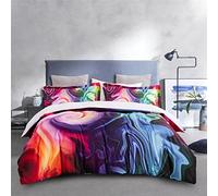 Copripiumino 200X200 in Marmo Arcobaleno 2/3 Pezzi,Set di Biancheria da Letto con Stampa di Texture in Marmo Blu Viola Estetico Moderno,Set Copripiumino 200X200 in Microfibra Traspirante di Facile Ma