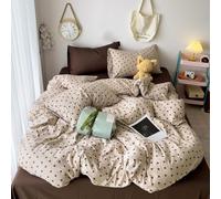 Copripiumino 200X200 Reversibile con Stampa a Cuore e Federe. Set Copripiumino 200X200 Reversibile con Adorabile Cuore Marrone per Ragazze e Adolescenti. Set di Biancheria da Letto in Microfibra Tras