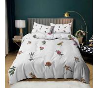 Copripiumino 220x240 Floreale da Giardino, Set Letto Reversibile Bianco Pastorale da Fattoria per Bambini, Ragazze e Donne, Setcopripiumino con Stampa di Fiori Primaverili Rossi, Gialli e Viola 3 Pez