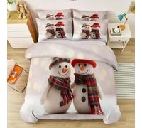 Copripiumino 230 x 220 cm Double-face, Set di Biancheria da Letto in Microfibra Morbido Inverno Natale Pupazzo Di Neve - Bianco Set Copripiumino per Bambini Ragazzi Ragazze Decorazione