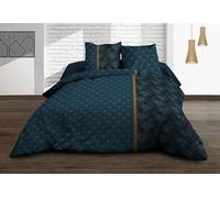 Copripiumino 240 x 260 + 2 federe in puro cotone a 57 fili, colore: blu