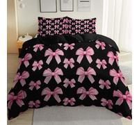 Copripiumino 240 x 260 cm 3 Pezzi in Farfalla sfondo nero femminile con Chiusura e Federa copripiumino in microfibra Set di Biancheria da Letto di Stile Elegante, Rosa scuro Rosa chiaro