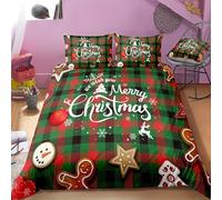 Copripiumino 250x200 Fiocco di Neve Copripiumini Omino di Pan di Zenzero 3 Pezzi Copripiumone Microfibra Copripiumoni Morbido Reversibile + 2 Federe 50 x 75 cm con Cerniera Pupazzo Di Neve Q137