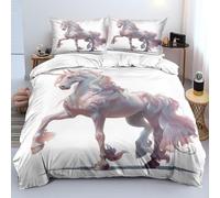Copripiumino 260X220 con Stampa Unicorni 2/3 Pezzi - Set di Biancheria da Letto Unicorno Rosa Bianco da Sogno per Donne e Bambini - Set Copripiumino 260X220 Romantico Lussuoso in Microfibra Traspiran