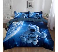Copripiumino 3 pezzi 150 x 220 cm Surrealismo Universo SpazialeMotivo, set di biancheria da letto Blu Profondo Del Mare Di MezzanotteStampa, microfibra Morbido Confortevole, per Ragazzi Ragazz
