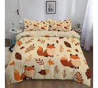 Copripiumino 3 pezzi 180 x 220 cm Cartone Animato Anime Pigna Di VolpeMotivo, set di biancheria da letto BeigeStampa, microfibra Morbido Confortevole, Con 2 Federa 50 x 80 cm, per Ragazzi Ragazz