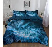 Copripiumino 3 pezzi 180 x 220 cm Tema Astratto Rocce E MareMotivo, set di biancheria da letto Marina Di MezzanotteStampa, microfibra Morbido Confortevole, Con 2 Federa 50 x 80 cm, per Ragazzi Ragazz