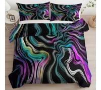 Copripiumino 3 pezzi 200 x 200 cm Marmo Psichedelico Neon Texture Motivo, set di biancheria da letto Doppia Faccia Stampa, microfibra Morbido Confortevole, Con 2 Federa 50 x 80 cm, per Ragazzi Ragazz