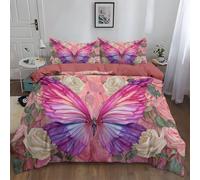 Copripiumino 3 pezzi 220 x 240 cm Asino Floreale In Stile AnimeMotivo, set di biancheria da letto Azzurro CieloStampa, microfibra Morbido Confortevole, Con 2 Federa 50 x 80 cm, per Ragazzi Ragazz