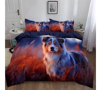 Copripiumino 3 pezzi 220 x 240 cm Stile Fotografico Pastore AnimaleMotivo, set di biancheria da letto Blu Profondo Del Mare Di MezzanotteStampa, microfibra Morbido Confortevole, per Ragazzi Ragazz