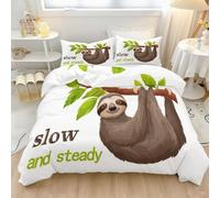 Copripiumino, 3 pezzi Parole divertenti e infantili Copripiumini Set copripiumino reversibile, 200 x 200 su 2 lati, con federa coordinata, policotone Marrone