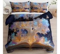 Copripiumino 3D Albero Delle Fiabe Cartone Animato Bedding 135 x 200 cm Set Copripiumino in Microfibra, da Letto Moderno con 1 federa 50x80cm, elegante e resistente, per tutte le stagioni Grigio Scuro