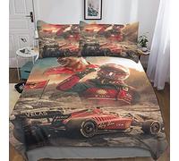 Copripiumino 3D Corse di F1 Con Federe, Set Di Biancheria Da Letto Con Piloti di F1 Per Di Con Chiusura A Cerniera, Copripiumino Morbido in Microfibra King(220x240cm)