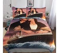 Copripiumino Adolescente Di Titanic, Copripiumini in Microfibra Per Bambini Adulti, Set Di Biancheria Da Letto Con Nascosta Cerniera Federe King(220x240cm)