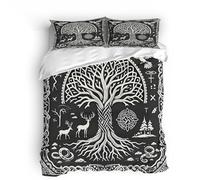 Copripiumino Albero Della Vita, Set Di Biancheria Da Letto Albero Uccello Della Saggezza Celtico Una Piazza E Mezza 200X200cm Morbido Rivestimento In Microfibra , Retro E Chiusura Nascosta 2 X Federe