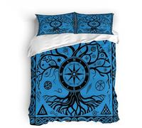 Copripiumino Albero Della Vita, Set Di Biancheria Da Letto Bambini Vichinghi Una Piazza E Mezza 200X200cm Morbido Rivestimento In Microfibra Traspirante, Retro E Chiusura Nascosta 2 X Federe 50X80 cm