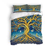 Copripiumino Albero Della Vita, Set Di Biancheria Da Letto Rune Celtiche Una Piazza E Mezza 200X200cm Morbido Rivestimento In Microfibra Traspirante, Retro E Chiusura Nascosta 2 X Federe 50X80 cm