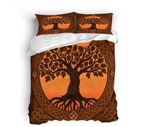 Copripiumino Albero Della Vita, Set Di Biancheria Da Letto Vichingo 3D Una Piazza E Mezza 200X200cm Morbido Rivestimento In Microfibra Traspirante, Retro E Chiusura Nascosta 2 X Federe 50X80 cm