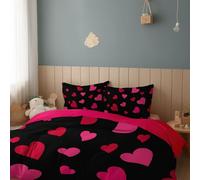 Copripiumino Amare Il Minimalismo, 3 pezzi - 220 x 240 cm (2 Federe 50 x 80 cm Incluse) Copripiumino Morbida Microfibra, Rosa Scuro Copripiumone (Anallergico)