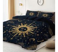 Copripiumino Astratto Bohémien Sole Stampa con Chiusura a Cerniera, 150 x 220 cm Morbida Microfibra Copripiumino per Tutte le Stagioni, Buio Reversibile Copripiumini Facile da Pulire