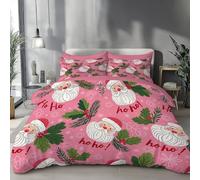 Copripiumino Babbo Natale Foglie Di Agrifoglio Matrimoniale 3 Pezzi Copripiumino 200x200cm con 1 Federa Microfibra Scarabocchio Dei Cartoni Animati decorazioni casa Bianco Verde Completo letto natale