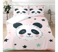Copripiumino Bambini, Panda dei cartoni animati Set Letto Singolo in Microfibra 150 x 200 cm con 1 Federe 50 x 80 cm, Parure Cameretta Morbida
