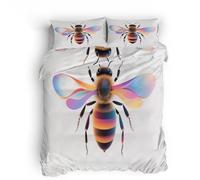Copripiumino Biene, Set di Biancheria da Letto Stampa 3D astratta colorata Singolo 135x200cm Biancheria da letto in microfibra traspirante con stampa chiusura a zip invisibile 2 x Federe 50x80 cm