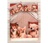 Copripiumino CANI ORSETTI Matrimoniale 2 Piazze Singolo 1,5P Puro Cotone DIGITAL