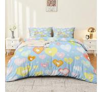 Copripiumino Carino, amorevole, colorato Biancheria Parure Copripiumino stampato 220 x 240 Copripiumino 3 Pezzi in Microfibra Blu Giallo