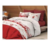 Copripiumino Cervo Alpi Rosso - Set Invernale 100% Cotone - Stile Montagna, Morb