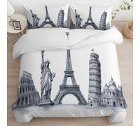 Copripiumino Città Architettura Punto Di Riferimento Bedding 220 x 240 cm Set Copripiumino Microfibra, da Letto Moderno con 2 federa 50x80 cm, elegante e resistente, per tutte le stagioni Bianco