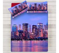 COPRIPIUMINO City CITTÀ Matrimoniale Singolo e 1,5p, 100% Cotone DIGITALE