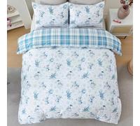 Copripiumino con Stampa di Fiocchi di Neve e Pupazzo di Neve, Set di Biancheria da Letto Doppio Natalizia A Quadretti Blu con Federe, Copripiumino Reversibile Morbido e Leggero per La Casa, per Bambi