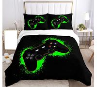 Copripiumino da gioco Set di biancheria da letto per gamepad Set di biancheria da letto Copriletto e copricuscino in microfibra con stampa lenzuola.(Verde, 135x200cm)