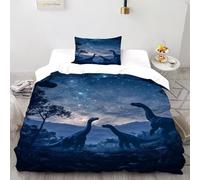 Copripiumino dinosauri stellati Stampa Grafica 3D Fantasy Dinos Starry Set Di Biancheria Da Letto in Microfibra Per Bambini Single（135x200cm）