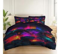 Copripiumino Fantasy Rocce Luci Stampa con Chiusura a Cerniera, 200 x 200 cm Morbida Microfibra Copripiumino per Tutte le Stagioni, Buio Reversibile Copripiumini Facile da Pulire